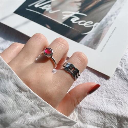 Bohemia Antique Silver Color Geometric Fish Shape Rings Open Adjustable Forefinger Rings For Women Girls Fashion Charm Jewelry