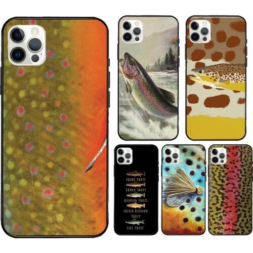 Brown Trout Fly Fishing Phone Case For iPhone 11 Pro Max 12 mini 6S 7 8 Plus X XS Max SE 2020 XR Cover Coque
