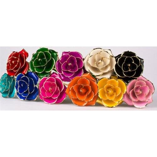 Decoration Crafts Valentines Day Gift 24K Gold Plated Golden Rose Flower Holiday Present Wedding Party Decoration With Gift Box