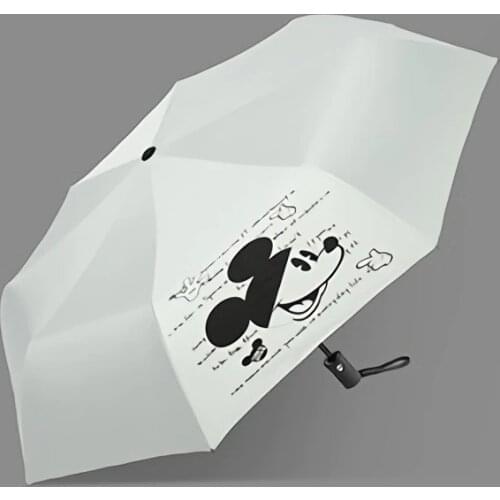 Disney Mickey Kids Umbrella Windproof Anti-UV Protection Folding Umbrella Portable Travel Rain Women Parasol Umbrella