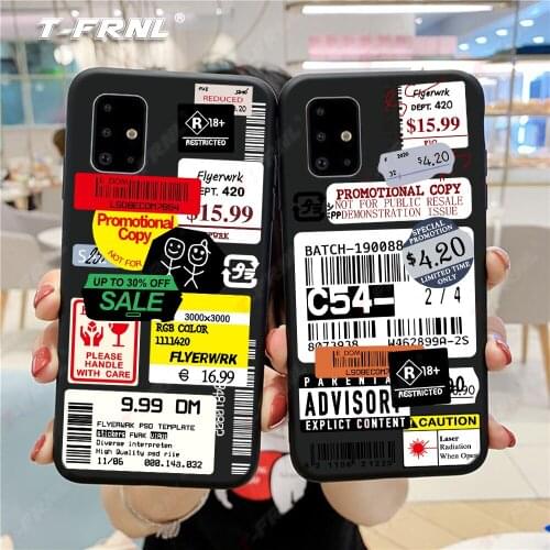 For A51 A10S A20S A20E A30 A30S A40 A50 A50S A70 A01 A21S A31 A41 A71 case Retro Phone Case with Barcode Label for A11 case