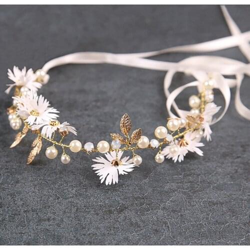 Elegant Gorgeous Floral Headbands For Women Girls Bride Wedding Pearl Headpiece Hair Ornament Birthday Headwear Accessories Hot