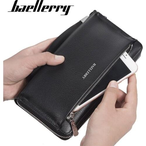 Baellerry Classic Men Clutch Wallets Phone Wallet Bag Card Holder Male Purse Zipper Large Capacity Brand Luxury Wallet For Men