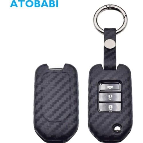 Silicone Car Key Case Carbon Fiber Style Flip Remote Control Fob Protector Cover For Honda Civic Accord Odyssey Euro Crider Jade