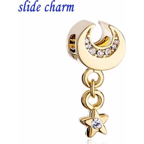 Slide charm Free shipping white crystal pendant inlaid in Europe and America religious amulet charm fit Pandora bracele