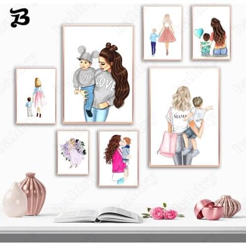 Canvas Poster Baby Art Sweet Family Art Flower Bag Wall Art Posters and Prints Wall Picture for Living Room Warm Decoration