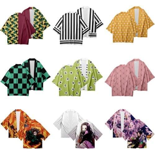 3 To 14 Years Kids Kimono Demon Slayer Kimetsu no Yaiba Cosplay Kimono Haori boys girls Kimono Cardigan Japanese Clothing