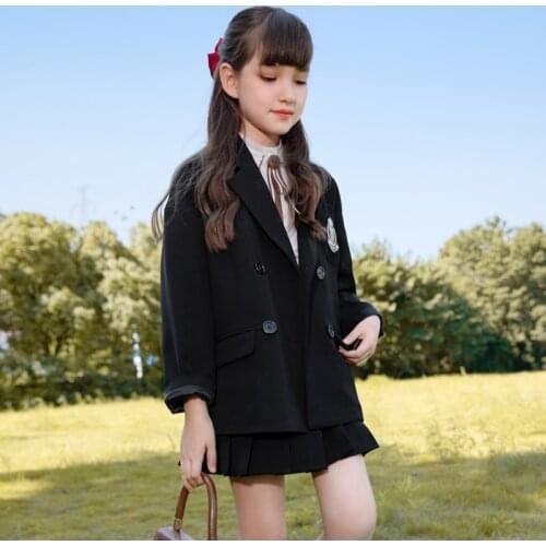 2 Piece Jacket And Skirts Clothes Sets For Girls Children School Uniform Clothing Suit Kids Coats Skirt Outfits 5-14 Years