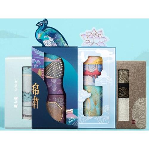 3Pcs Summer Palace Paper Washi Tape Set Original Chinese Luxury Style Adhesive Masking Tapes for Lipstick Diary Sticker DIY
