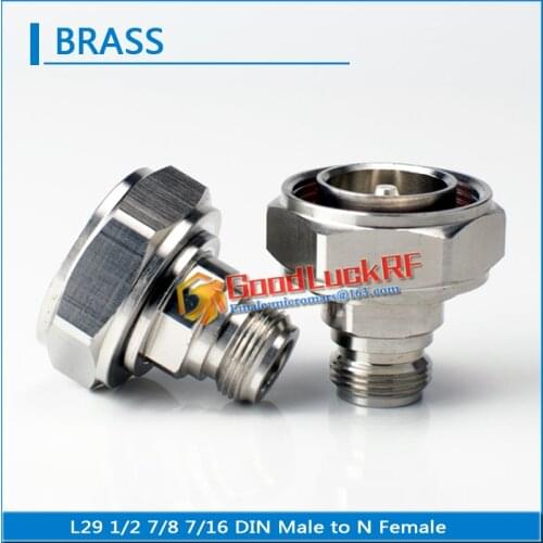 L29 1/2 7/8 7/16 DIN Male To N Female Plug Cable Connector Socket Jack Straight Brass Coaxial RF Connector Adapters For test