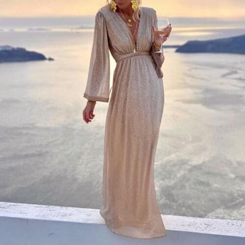 Summer Womens Dress V Neck Squins Party Dresses Waisted V Neck Summer long Bodycon Dress Midi Dresses Evening Dress 2021