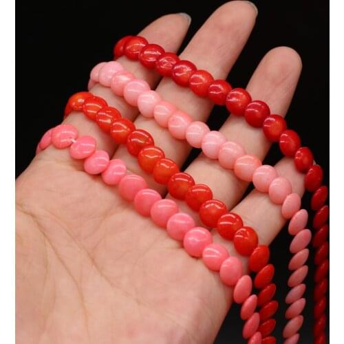 Hot Selling Natural Coral Beaded Button Shaped Handmade Crafts DIY Elegant Trend Necklace Bracelet Jewelry Bead Making For Women