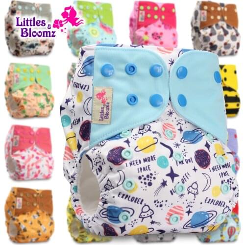 [Littles&Bloomz]2021 Washable Reusable Cloth Diaper Ecological Adjustable Real Pocket Nappy Fit 0-2year 3-15kg Baby Insert