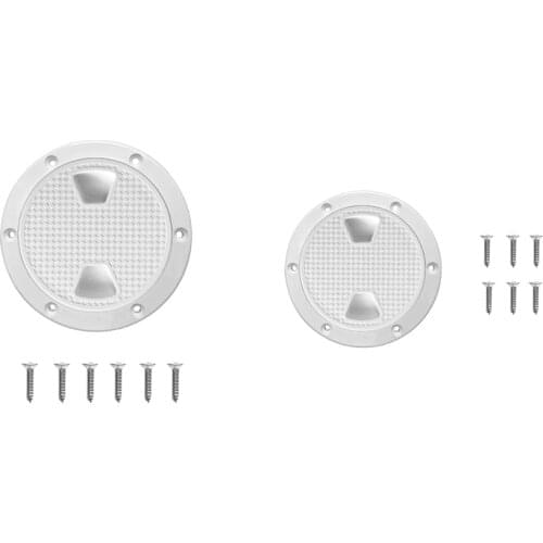 Marine Boat White 8 inch & 4 inch Circular Non Slip Access Port Hatch Cover Twist Out Deck Plate Detachable