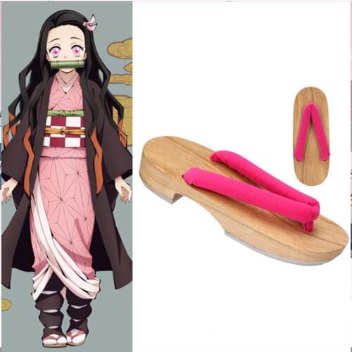 Demon Slayer: Kimetsu no Yaiba Kamado Nezuko Shoes Men Japan geta Anime women Cosplay Canvas Shoes