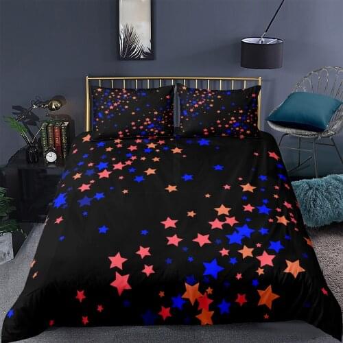 Soft 3D Black And Star Pattern Printed Duvet Cover Bedding Set Pillowcase 2/3 Pcs Single Queen King Double Size Quilt Cover