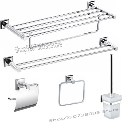 All Copper Bathroom Hardware Pendant Set Bathroom Towel Rack Toilet Towel Rack Toilet Towel Rack Toilet Double Pole Five Piece S