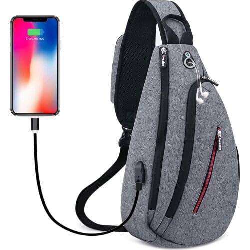 Sling Backpack Chest Bag, iCozzier Water Repellent Multipurpose Shoulder Bag Anti-theft Travel Sports with USB Charging Port