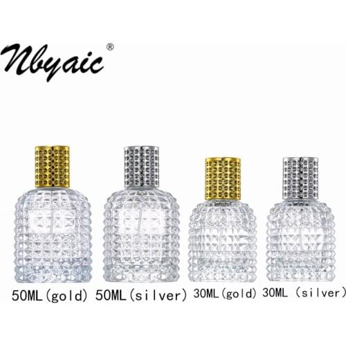 Nbyaic 50pcs Perfume sub-bottles, 30ml, 50ml, pineapple shape bottle, spray bottle, portable glass perfume empty bottle