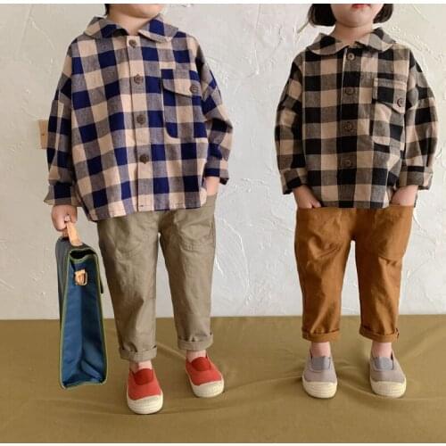 New Girls Boys Babys Kids Blouse Skirts Underwear Outwear 2021 Plaid Spring Autumn Overcoat Top Sport Toddler Childrens Clothi