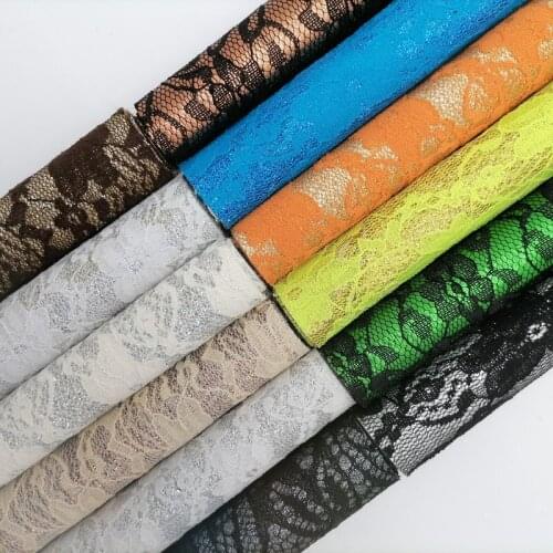 Onefly Wholesales Dropshipping Leather Supplier Lace Glitter Faux Vinyl Leather Fabric Sheets For Bow DIY FZ181
