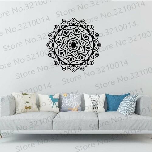 Creative Mandala Vinyl Art Wall Stickers For Kids Room Living Room Decoration Wall Decal Sticker Mural Yoga Wallpaper PW724