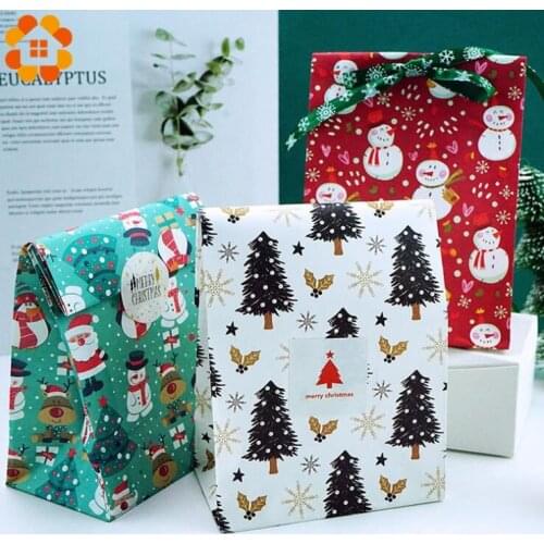 6PCS/Set Mix Types Snowflakes Candy Gift Bags Snowman Merry Christmas Guests Packaging Gifts Boxes Christmas Party Gift Decor