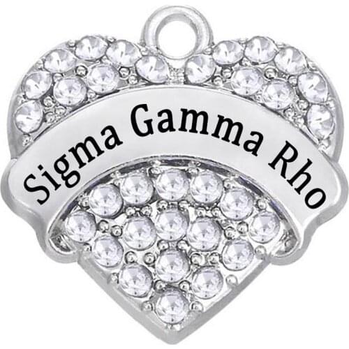 Fashion University sorority society Jewel charm Charm inlaid heart-shaped metal SIGMA GAMMA RHO label pendant