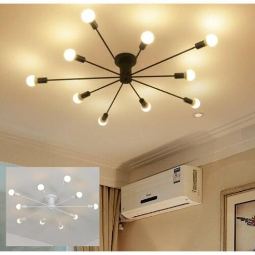 Surface mounted Iron pipe tube ceiling lamp LED bulb optional industrial LOFT black white living room retro foyer ceiling light