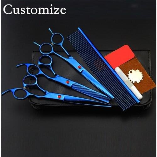 Customize professional 4 kit Pet grooming 8 inch shears dog grooming hair scissors thinning cutting barber hairdressing scissors