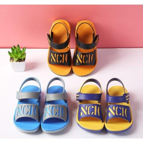 Summer New Canvas Sandals Boys Girls Sandals Solid Color Soft Soled Anti-Slip Children Kids Shoes Summer Beach Sandals