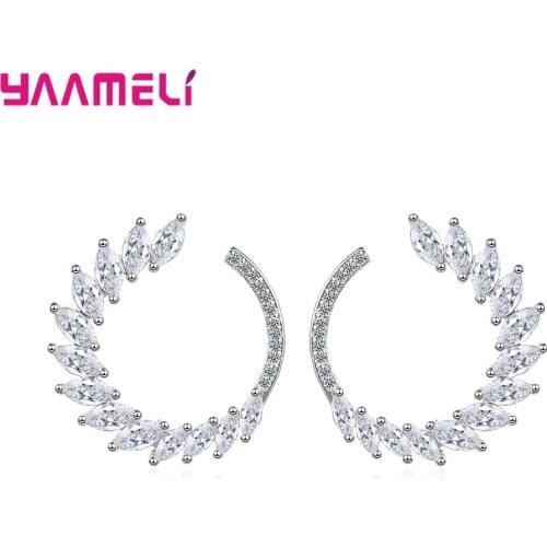 925 Sterling Silver Jewellery White CZ Diamond Cubic Zircon Stud Earrings for Women Girls Gift Brincos Oorbellen Pendientes