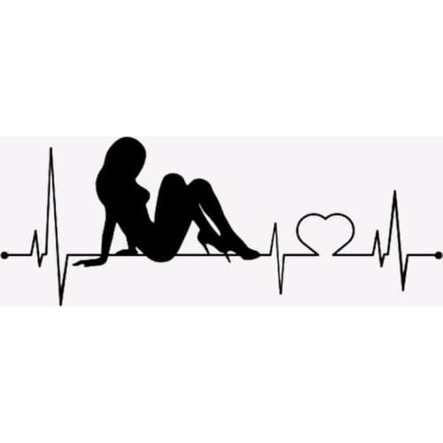 Heartbeat Series Beautiful Girl Woman Sexy Lady Car Sticker Love Decor Sport Theme Removable Black/silver AL499