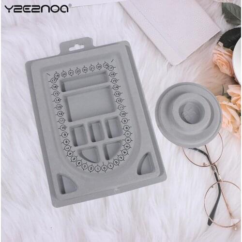 Gray Flocked Bead Board For DIY Bracelet Necklace Beading Jewelry Making Organizer Tray Design Craft Measuring Tool Accessories