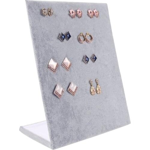Gray Velvet Jewelry Earring Display Earrings Storage Board Ear Stud Showcase Rack Case Earring Organizer