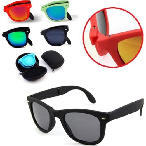Foldable Sunglasses With Box Vintage Classic Sun Glasses Men Shopping Travel Colorful UV400 Lunette De Soleil Femme