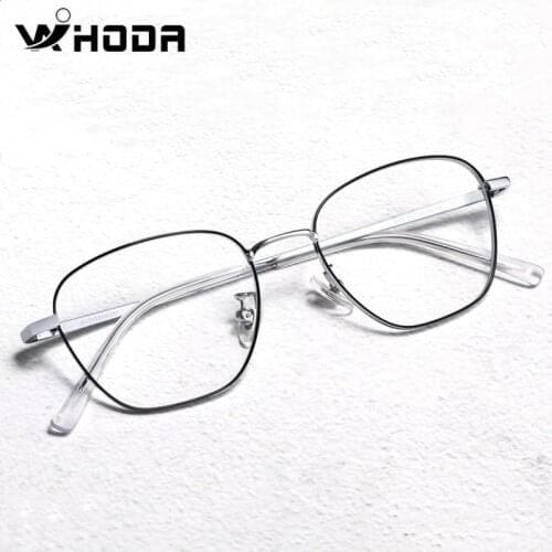 WIHODA Pure Titanium Unisex Square Glass Frames for Men and Women, Silver Eyeglass Frame for Myopia & Hyperopia Glass F9026