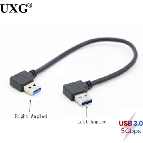 USB 3.0 Type A Male 90 Degree Left Angled to USB 3.0 A Type Right Angled Extension Cable 30cm 50cm 100cm