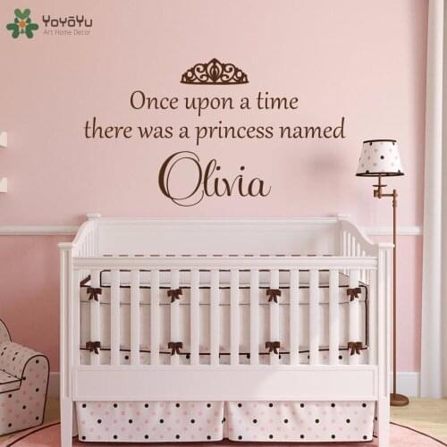 YOYOYU Wall Decal Girls Personalized Name Vinyl Wall Stickers For Kids Rooms Girl Bedroom Decals Cartoon Princess Decor DIYSY674