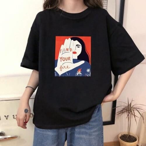 Summer Women T-shirt Casual Short Sleeve Tee-Shirts Female Tops Women 2020 clothing Printed Harajuku shirts Knitted Basic Solid