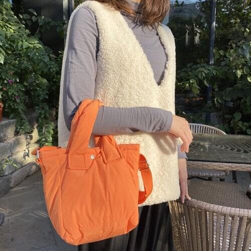 Casual Space Padded Women Handbags Design Nylon Shoulder Bags Luxury Down Feather Crossbody Bag Lady Small Tote Shopper Sac 2021