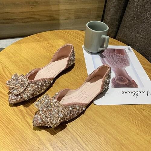 Single Shoes Womens Spring 2021 New Shallow Mouth Pointed Toe Soft Bottom Soft Surface Rhinestone Breathable Womens Shoes