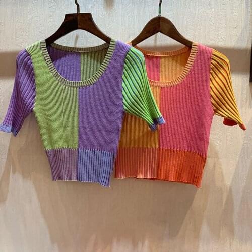 2020 Short-sleeved knit Top Slim Temperament Knitted Sweater Women