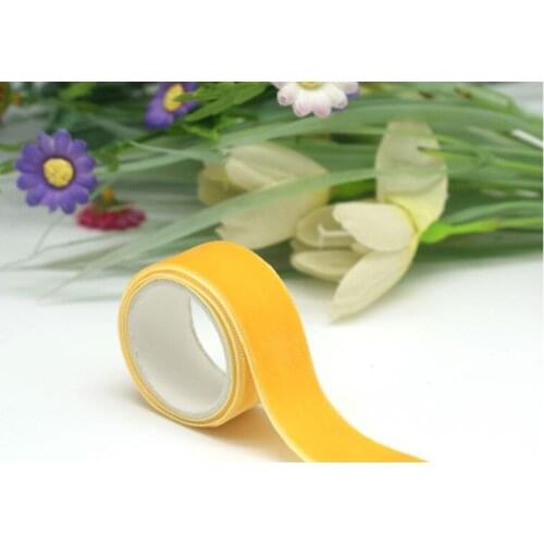 1.5"(38mm)Single Face Velvet Ribbon Yellow Velvet Ribbon Craft Ribbon
