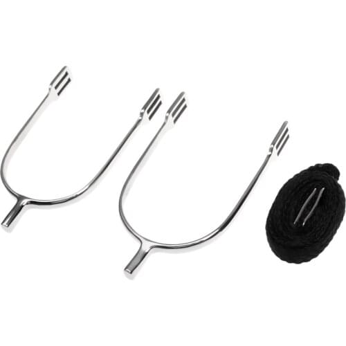 1 Pair Stainless Steel Smooth Riding Boots Spur + 1 Piece Strap