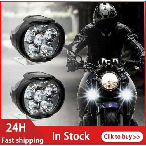 2Pcs Motorcycles Headlight 6500k White Super Bright 6 LED Working Spot Light Motorbike Fog Lamp 1200LM LED Scooters Spot Goods