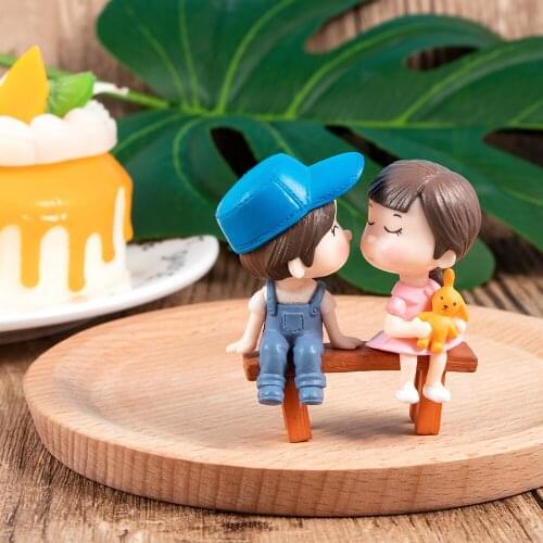 3Pcs/Set Mini Stool Couples Dolls Fairy Garden DIY Micro Landscape Decor Figures Figurine Decoration Crafts Пара кукол