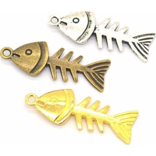 30pcs vintage gifts fish bones alloy charms lot DIY making bracelet necklace jewelry accessories charms for jewelry making