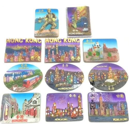 3D Resin Handmade Hong Kong China Fridge Magnets Souvenir Decorative Refrigerator Stickers Magnets Home Decor