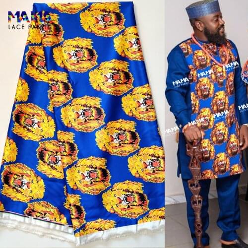 5 Yards African George Fabric With Blouse Free Shipping Isiagu Silk Fabrics Tiger Printed Silk Traditional Wedding George Dress